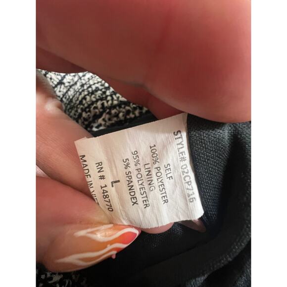 SIEANNA SKY WIDE LEG ELASTIC WAIST PANTS CREAM  BLK SPEC PATTERN WOMENS LARGE - Picture 7 of 8